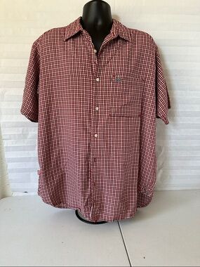 Ecko Unlimited Red White Check Button Down Shirt Casual Streetwear Size XL